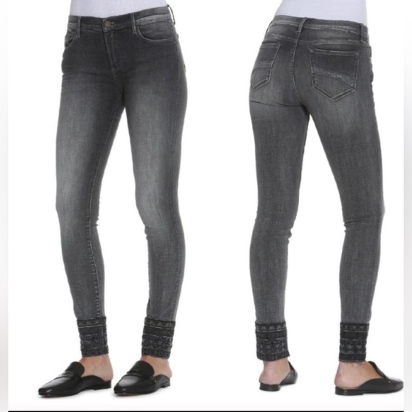 Driftwood Black Jackie Embroidered Ankle Jeans Size 27 High Rise - Picture 2 of 11